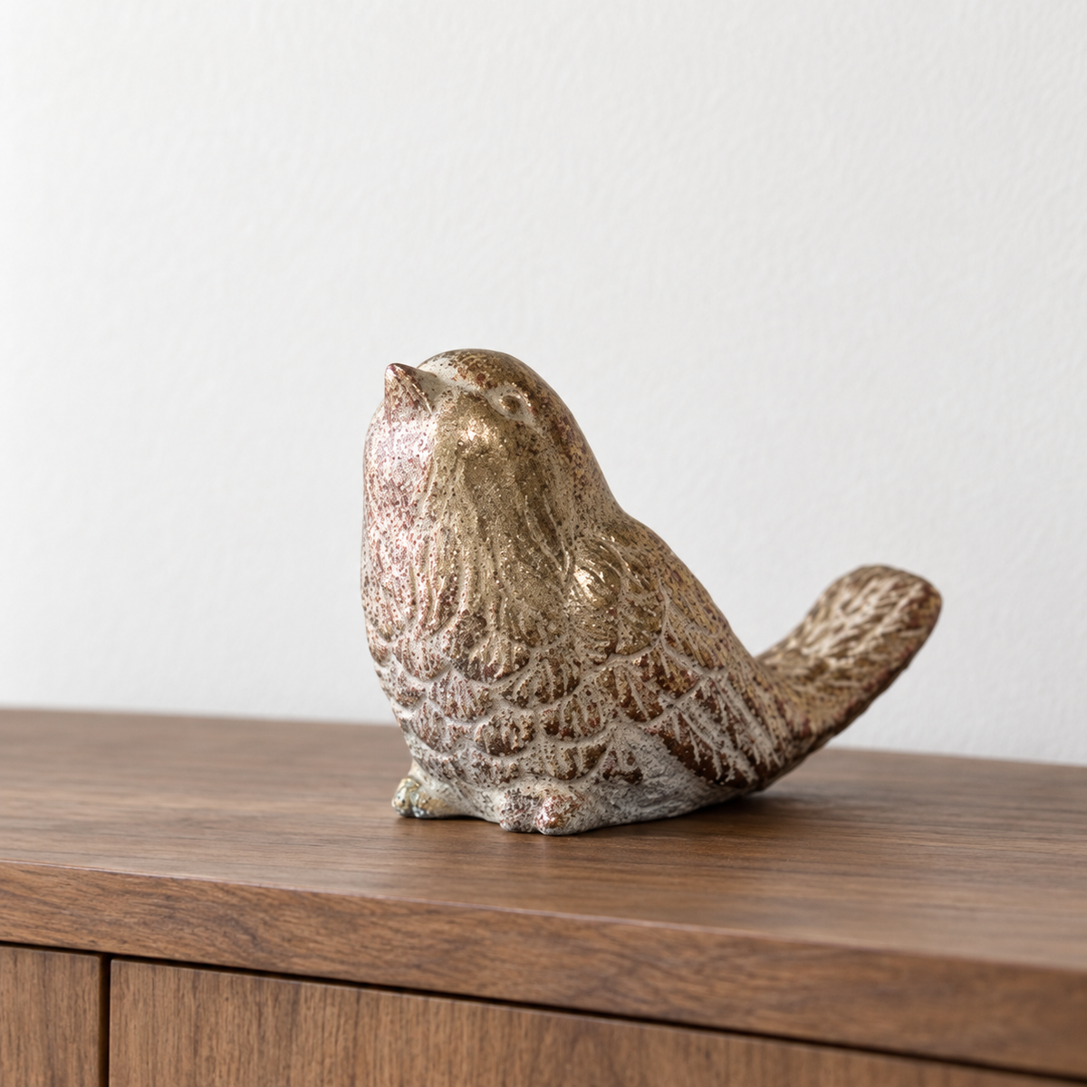 Antique Gold Cement Bird