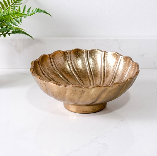 decorative fluted edge brass metal bowl