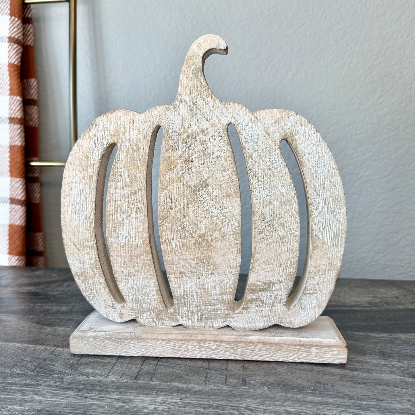 Whitewash Wood Pumpkin