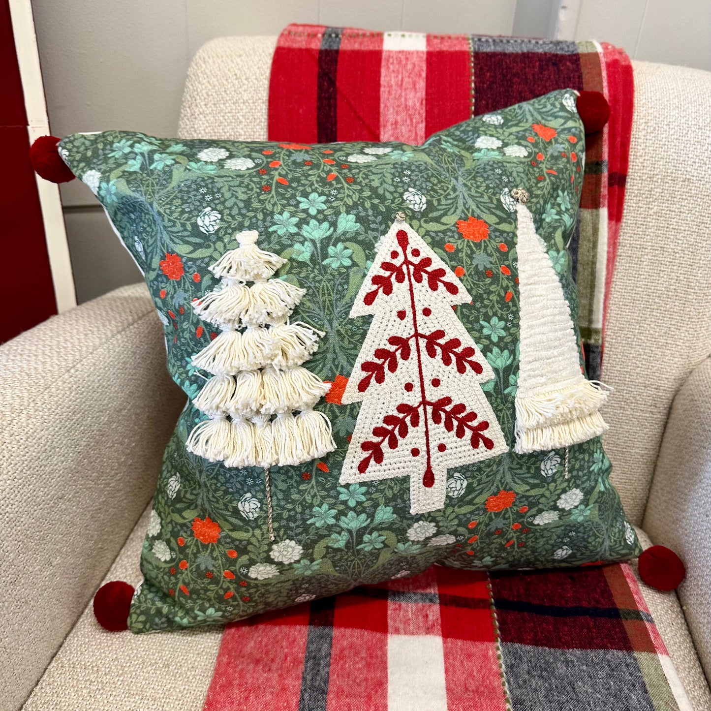Embroidered Tree Pillow