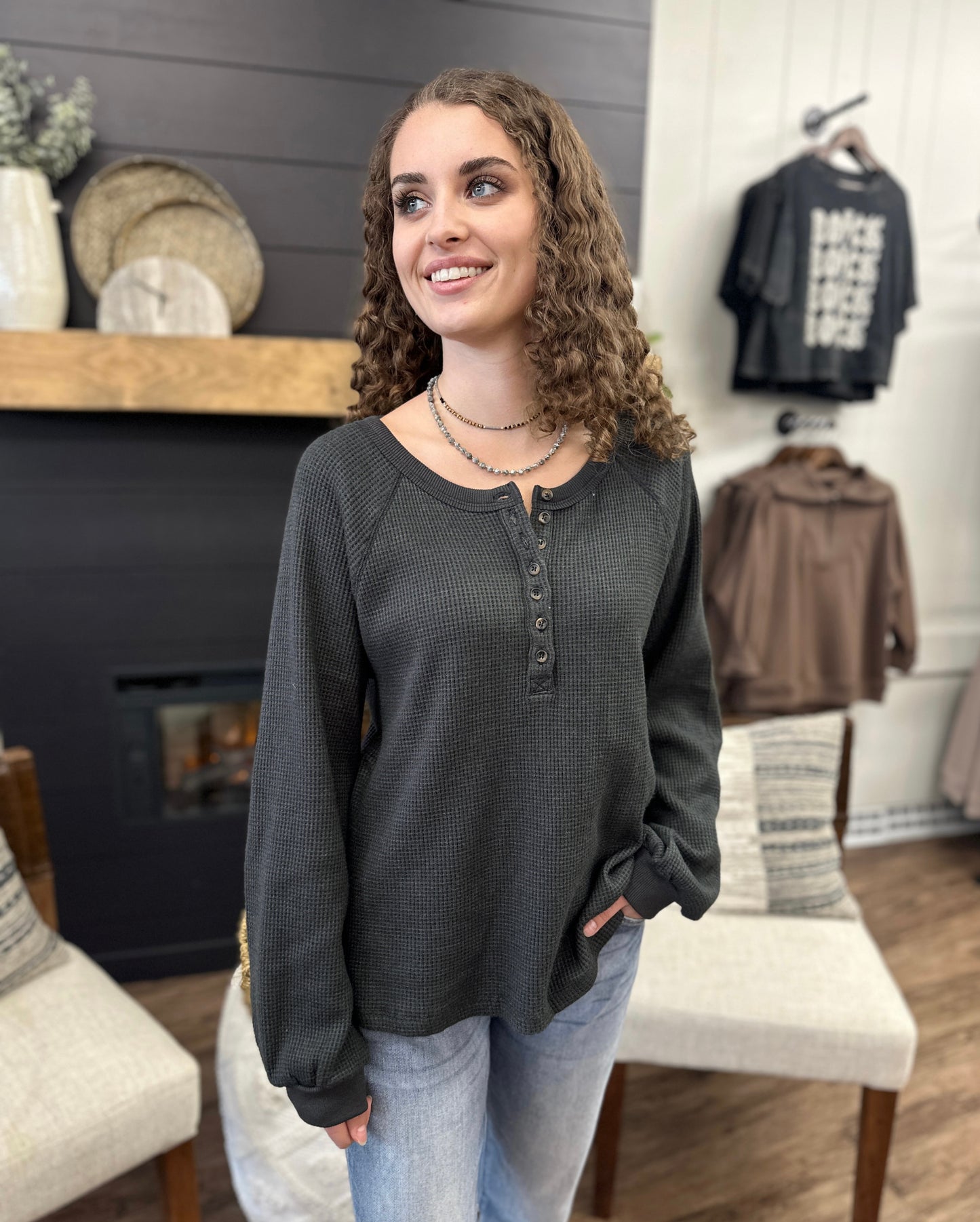 Waffle Knit Henley