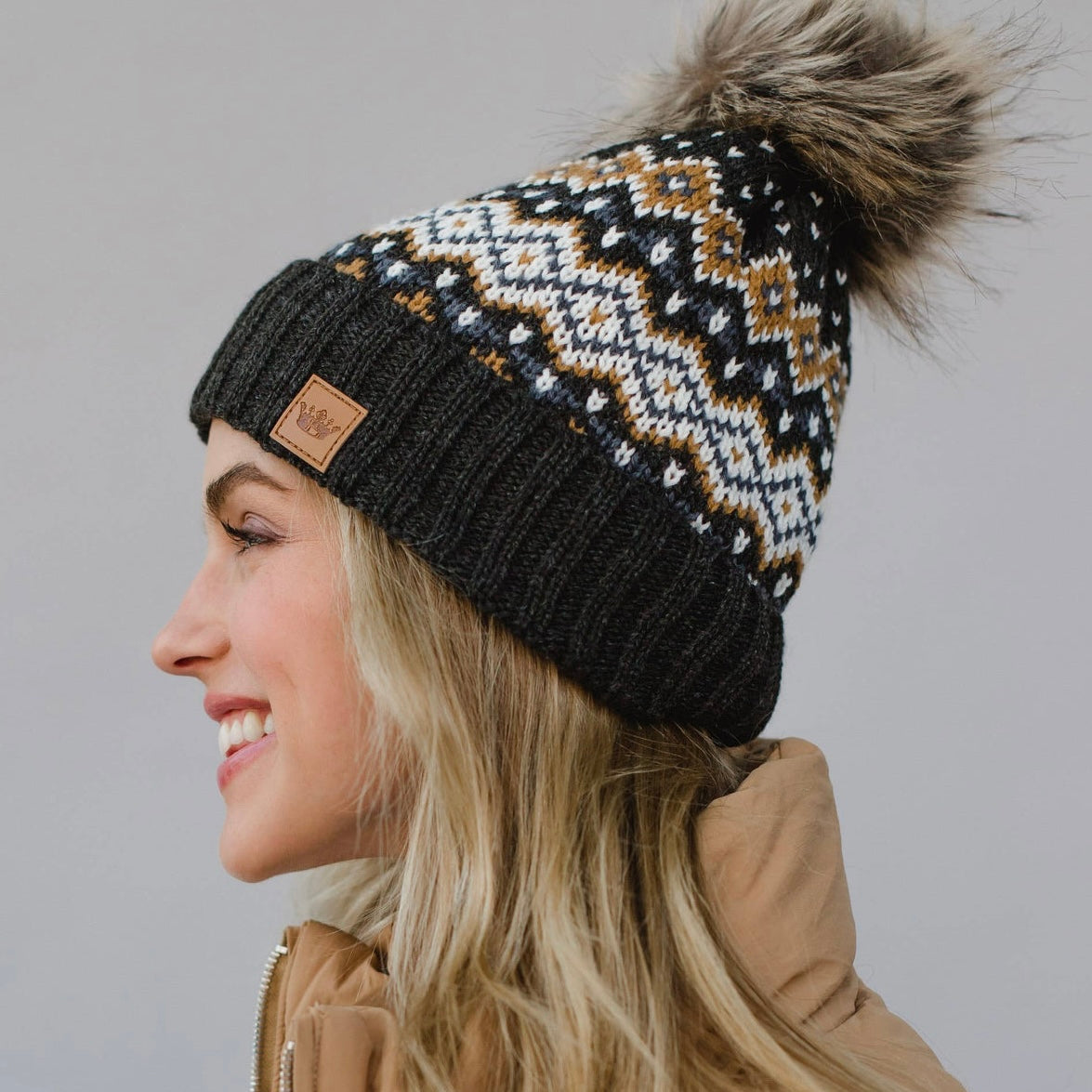 Charcoal and Mustard Pattern Hat