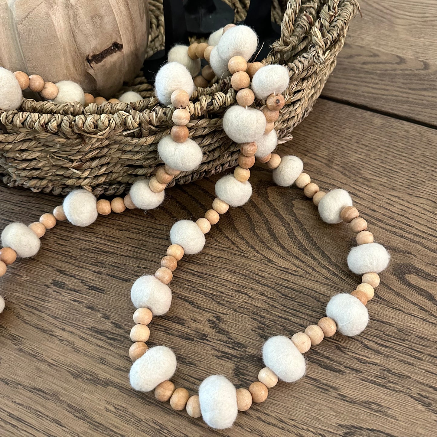 Wool and Wood Bead Garland