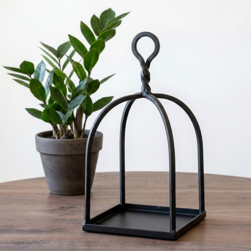 Black Metal Open Lantern