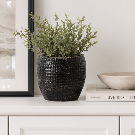 Haven Black Pattern Planter