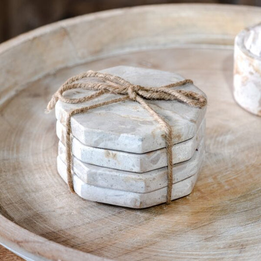 S/4 Beige Marble Coasters