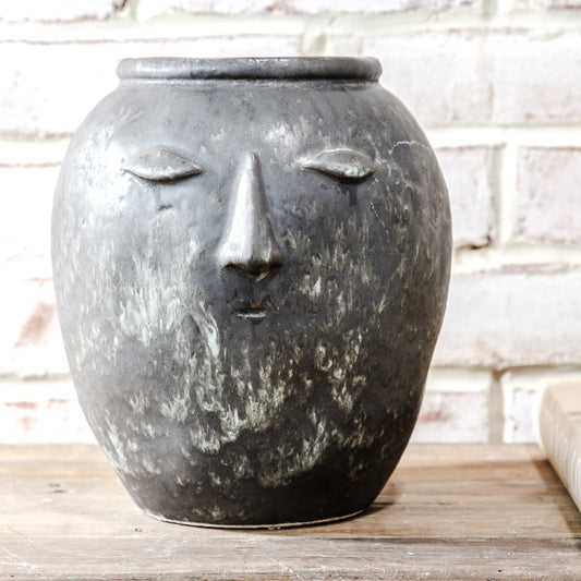 Charcoal Face Vase