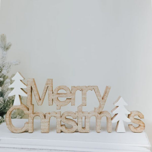 Whitewash Merry Christmas Sign