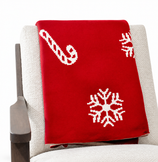 Red Knit Holiday Throw