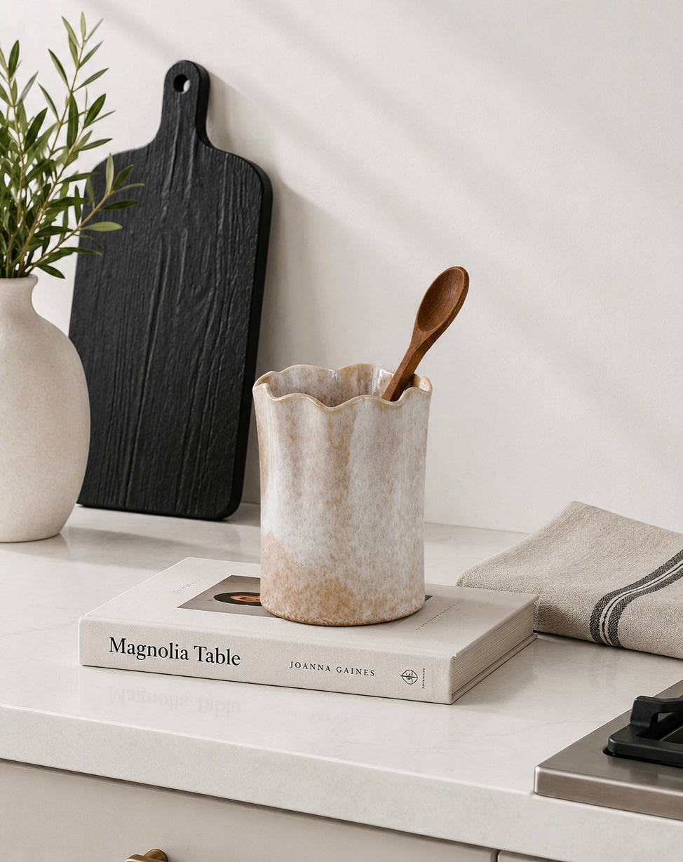 Scalloped Edge Ceramic Vase