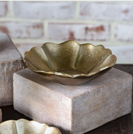 Scalloped Gold Metal Bowl