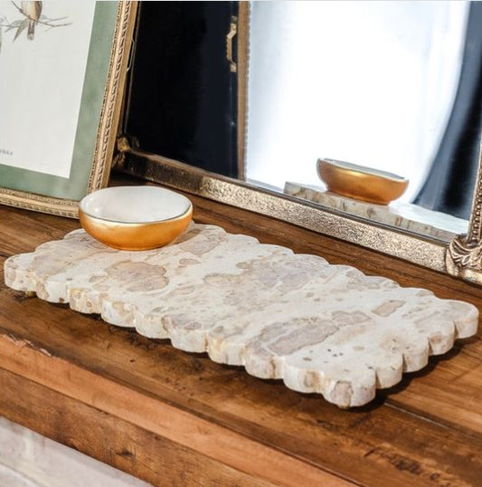 Scalloped Marble Tray