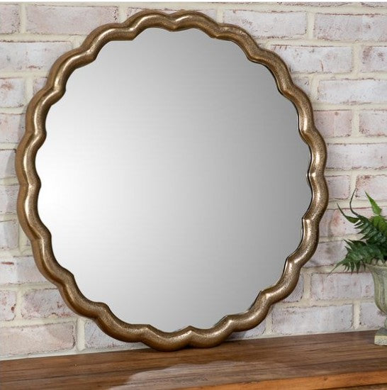 Antique Brass Scalloped Mirror