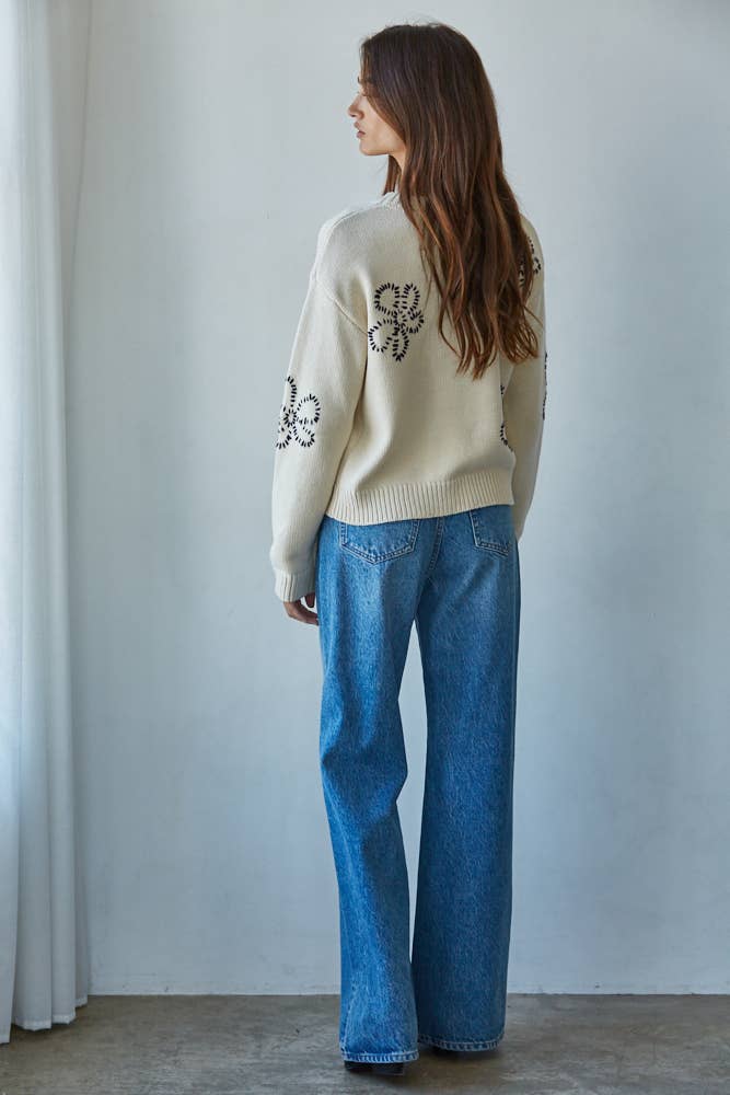 Floral Stitched Sweater