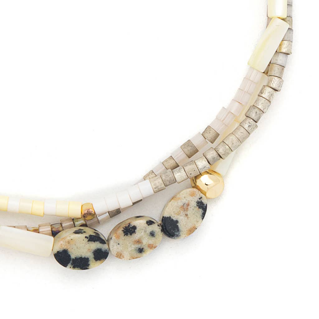 Mixed Media Bracelet - Dalmatian Jasper