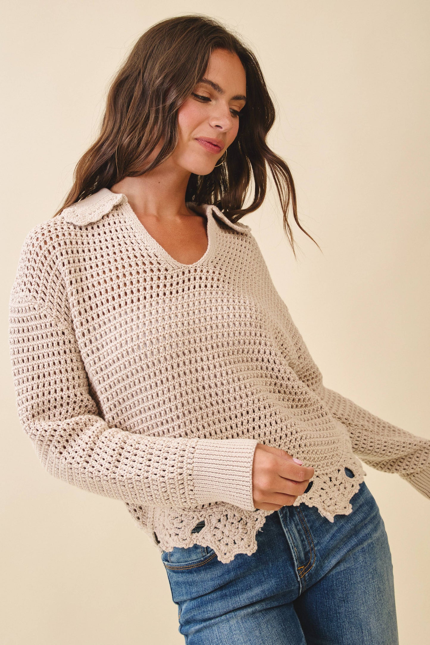 Crochet Hem Sweater