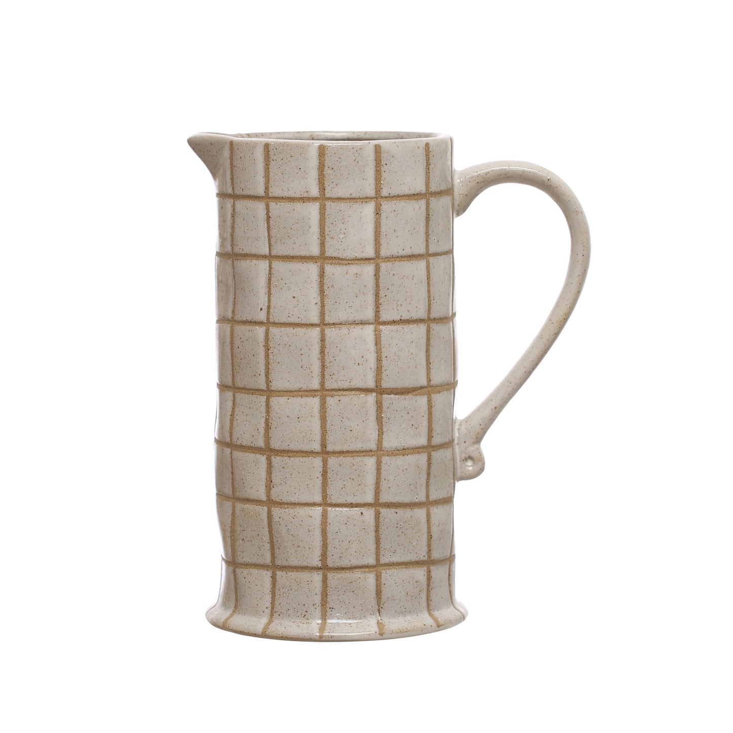 46 oz. Stoneware Pitcher w/ Wax Relief Grid Pattern (Each One Will Vary)