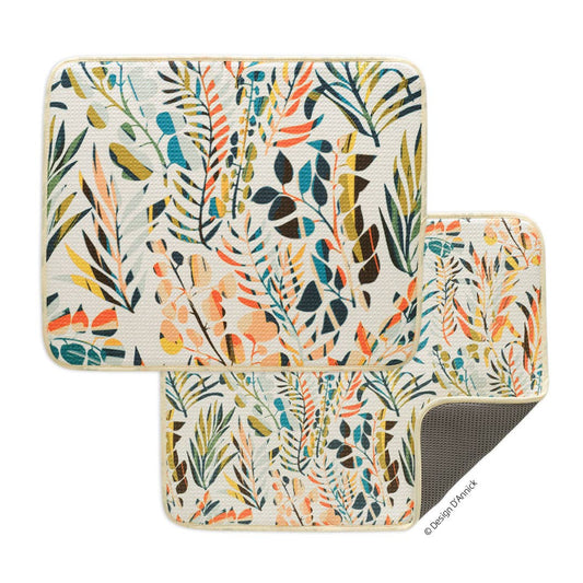 S/2 Dish Drying Mats | Colorful Leaves