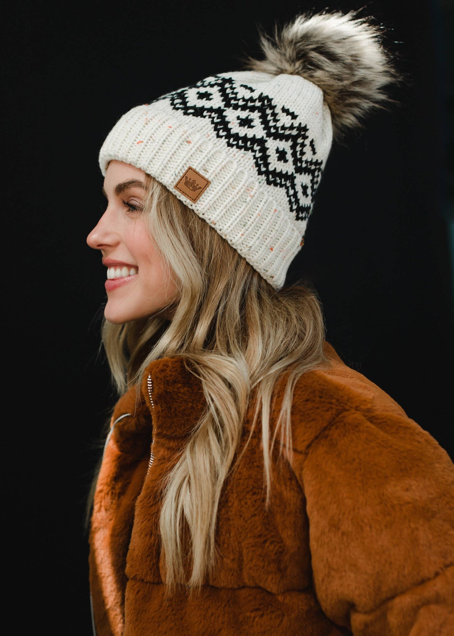 Cream & Black Speckled Hat
