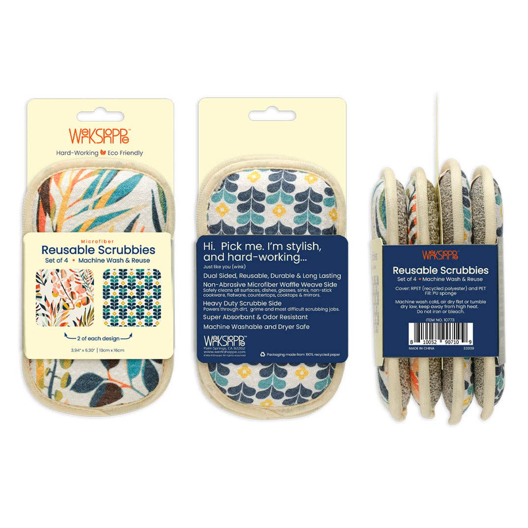 S/4 Colorful Leaves Reusable Scrubbies