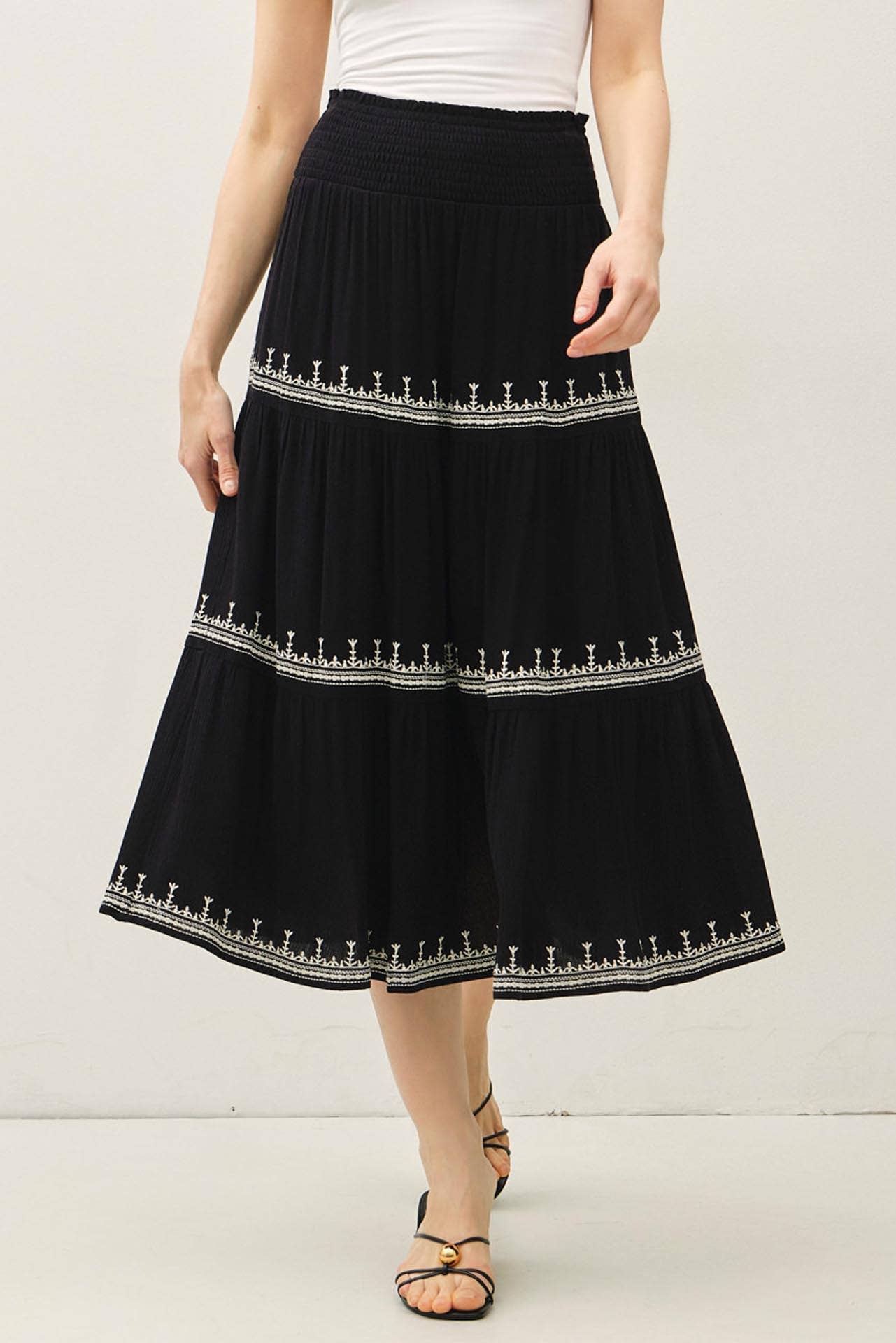 Embroidered Midi Skirt