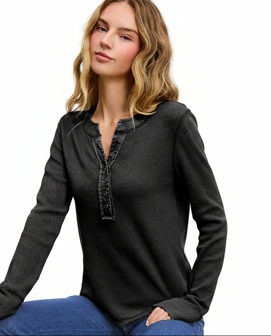 Waffle Knit Henley
