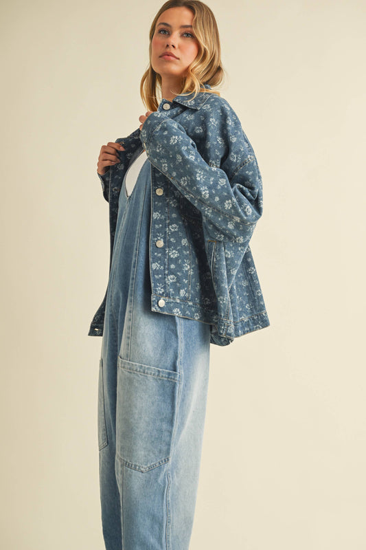 Floral Print Denim Jacket