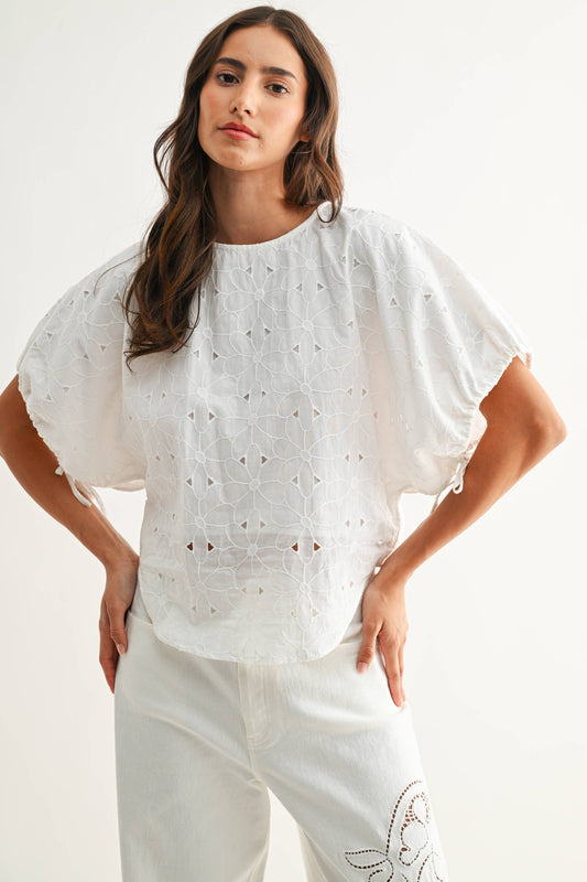 Embroidered White Cotton Blouse