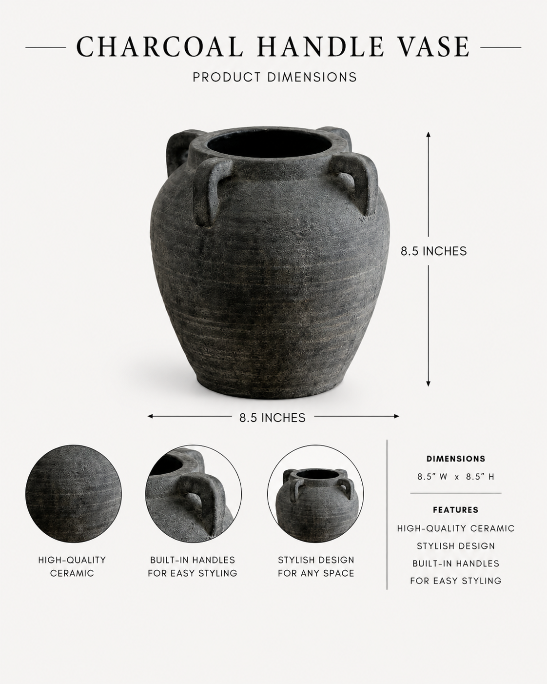 Charcoal Handle Vase