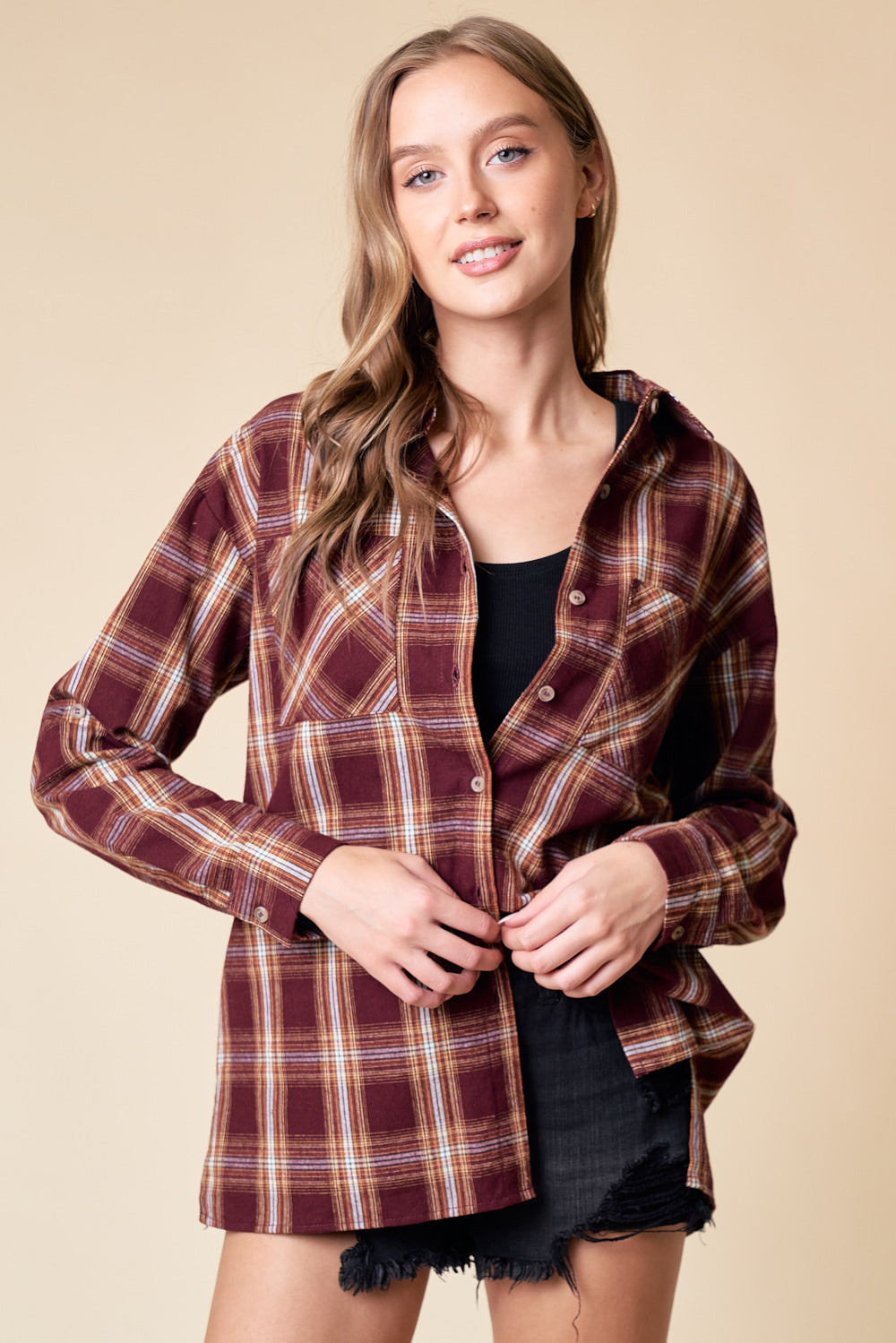 Cherrywood Plaid Top