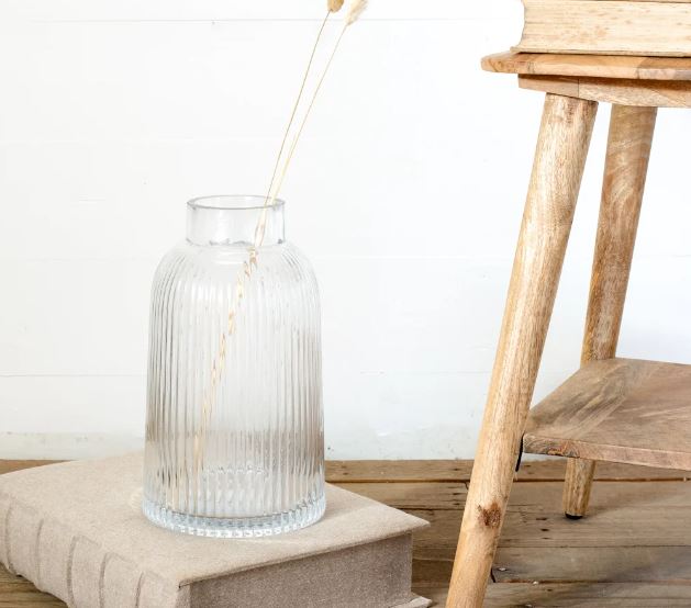 Clear Ribbed Vase