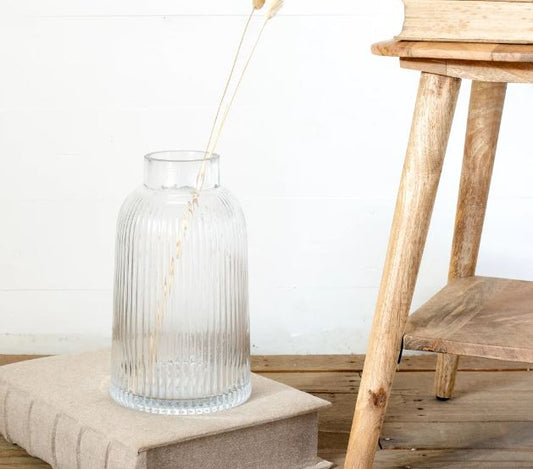 Clear Ribbed Vase