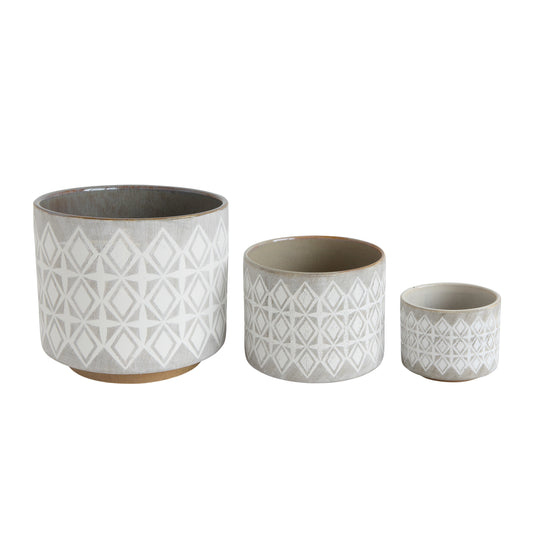 Planters with Pattern, Set of 3