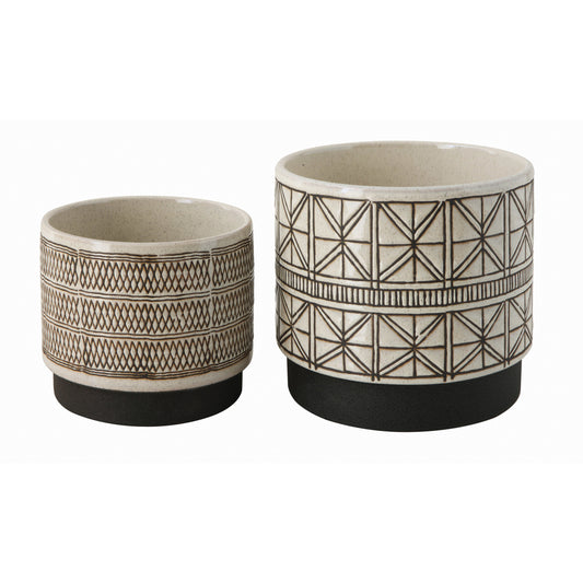 Stoneware Planters, Set of 2