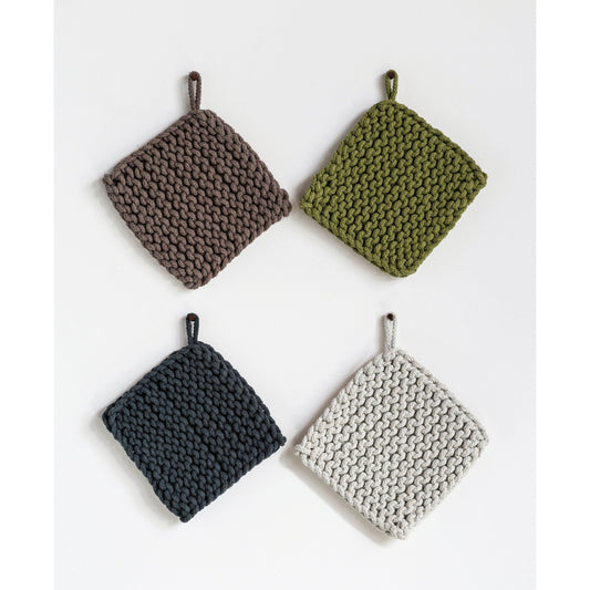 Cotton Crocheted Pot Holder, 4 Colors