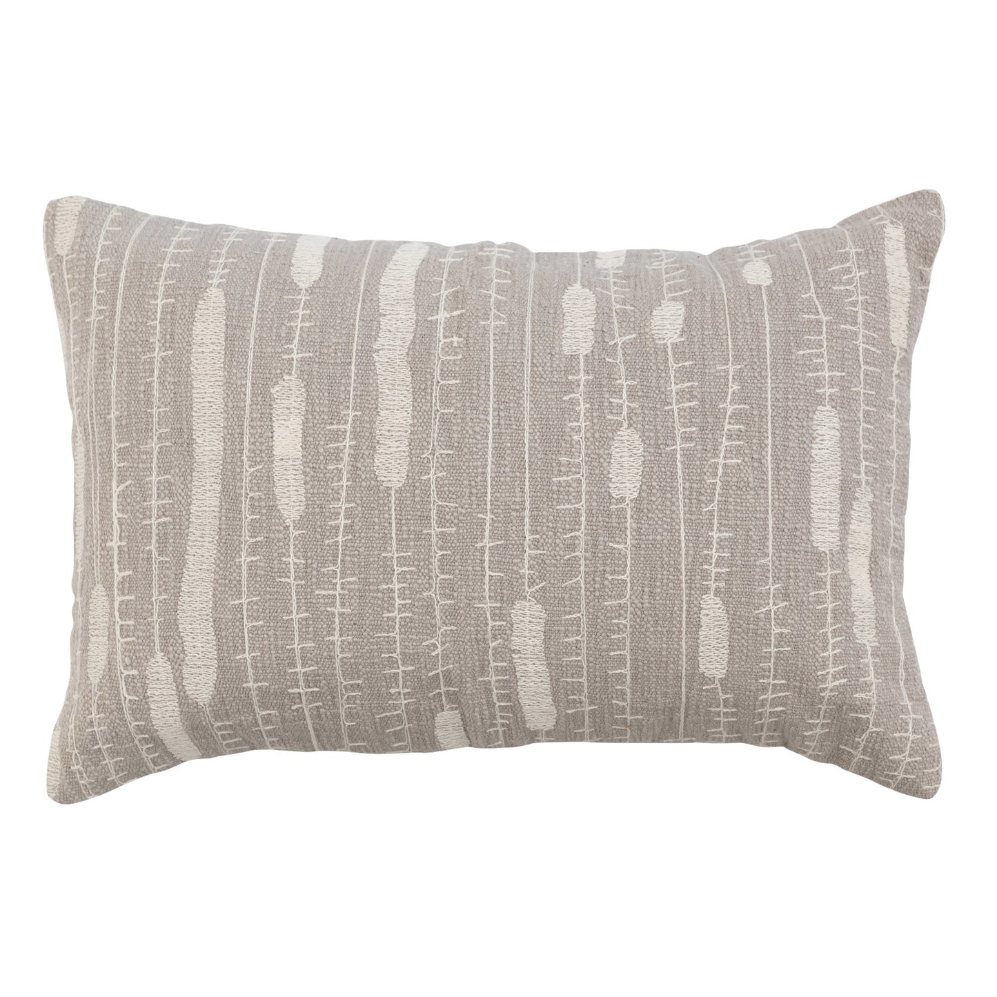 24" x 16" Cotton Lumbar Pillow w/ Embroidery, Polyester Fill