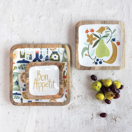 Kitchen Pattern Wood Tray