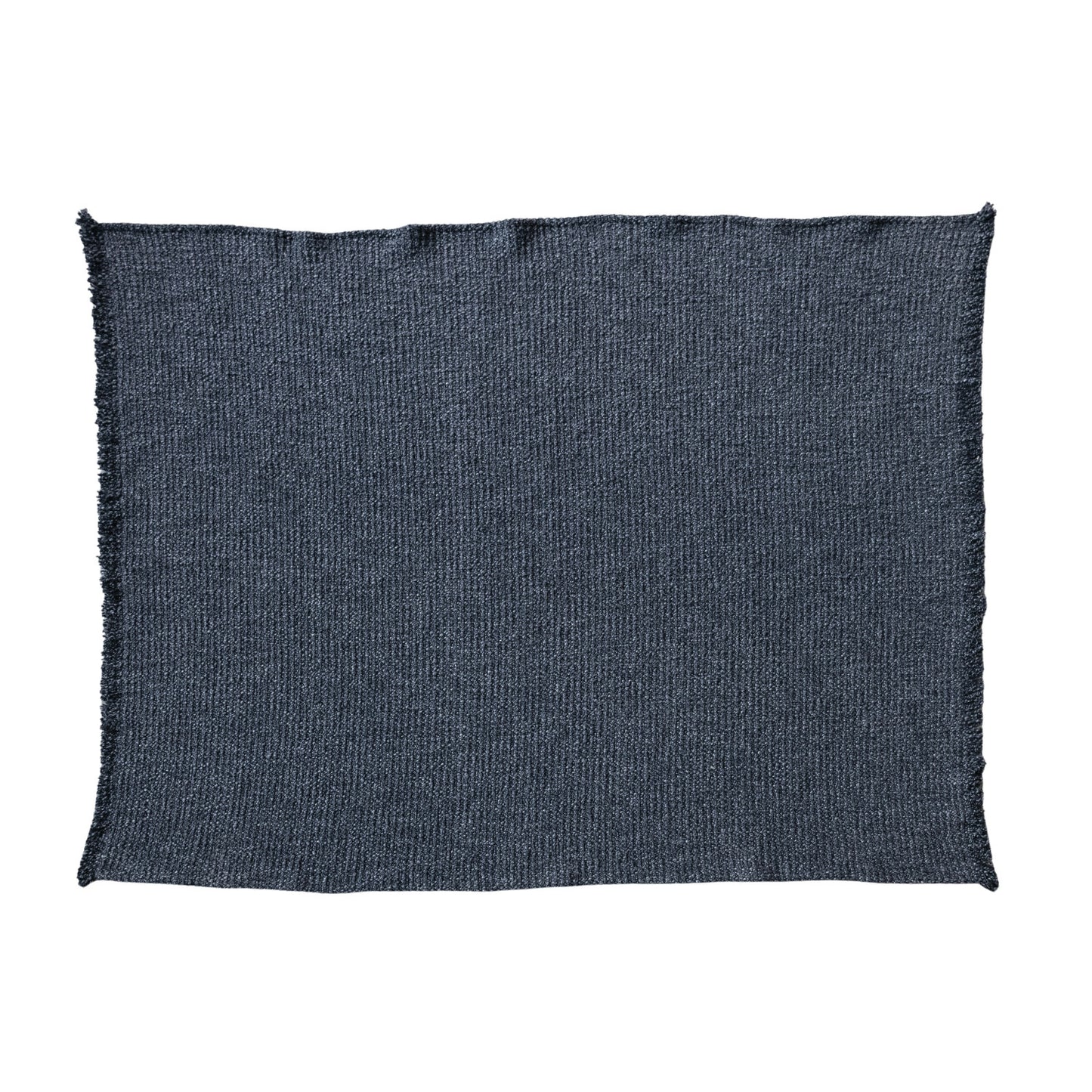 Stonewashed Cotton Blend Bouclé Throw w/ Fringe, Charcoal Color