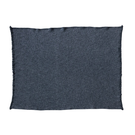Stonewashed Cotton Blend Bouclé Throw w/ Fringe, Charcoal Color