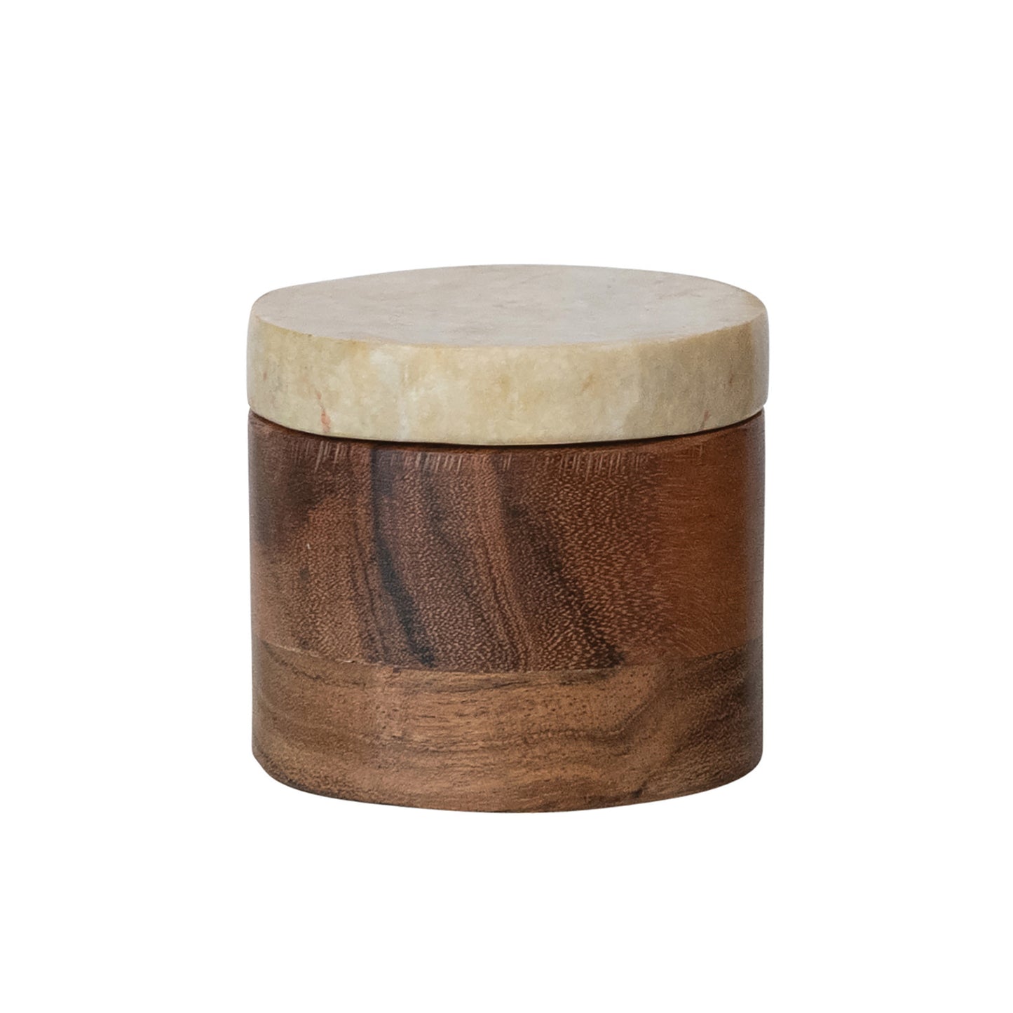 Acacia Wood Container with Marble Lid (Each One Will Vary)