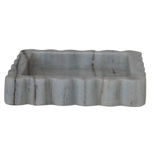 Gray Marble Scalloped Tray