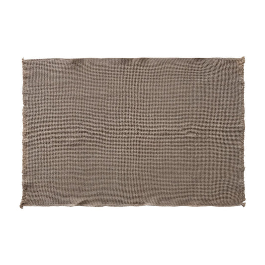 60"L x 50"W Cotton Waffle Weave Throw with Eyelash Fringe, Brown