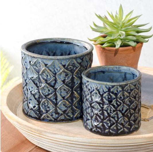 Navy Pattern Planter