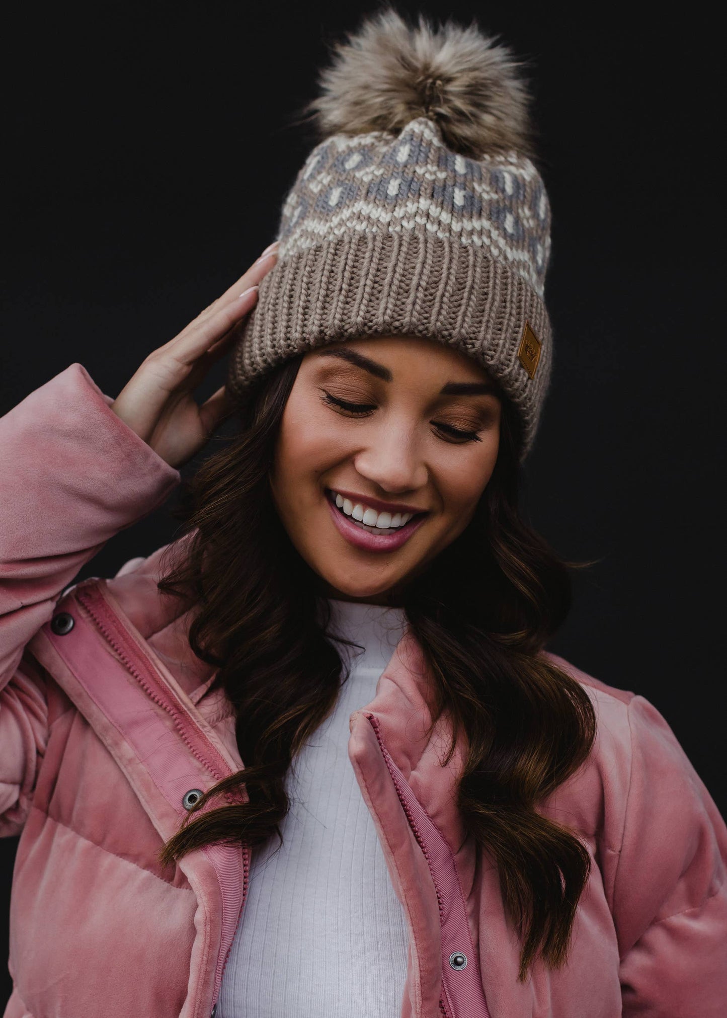 Taupe & Beige Pattern Hat