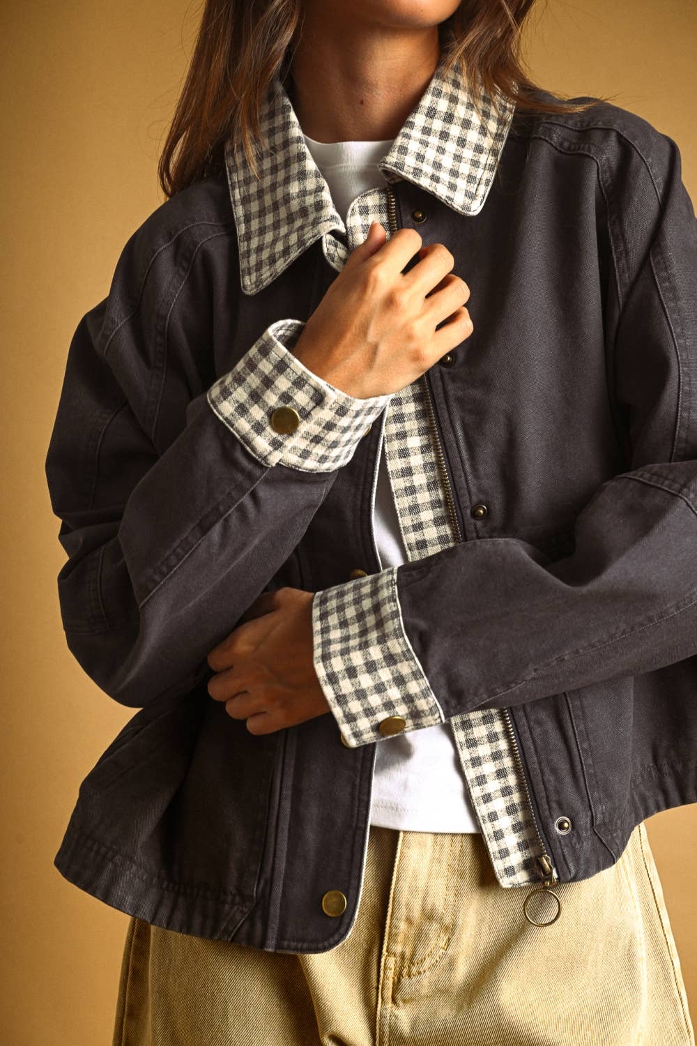 Gingham Collar Jacket