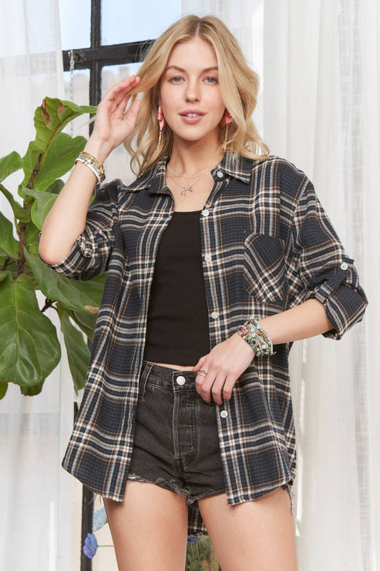 Midnight Plaid Button Down