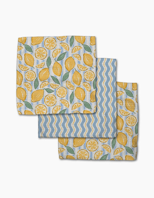 S/3 Lemon Waves Dishcloth Set