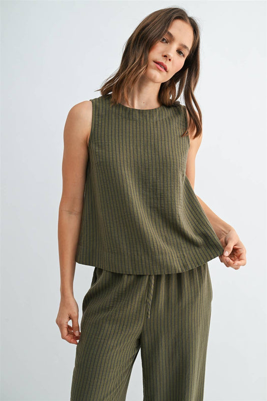 Stripe Button Back Tank