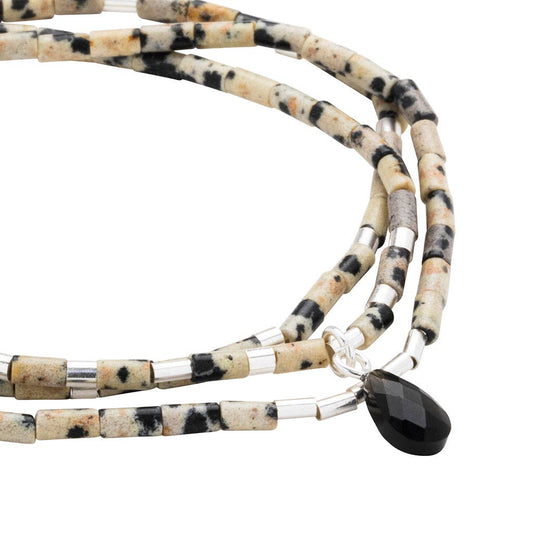 Teardrop Stone Wrap Bracelet | Dalmatian Jasper