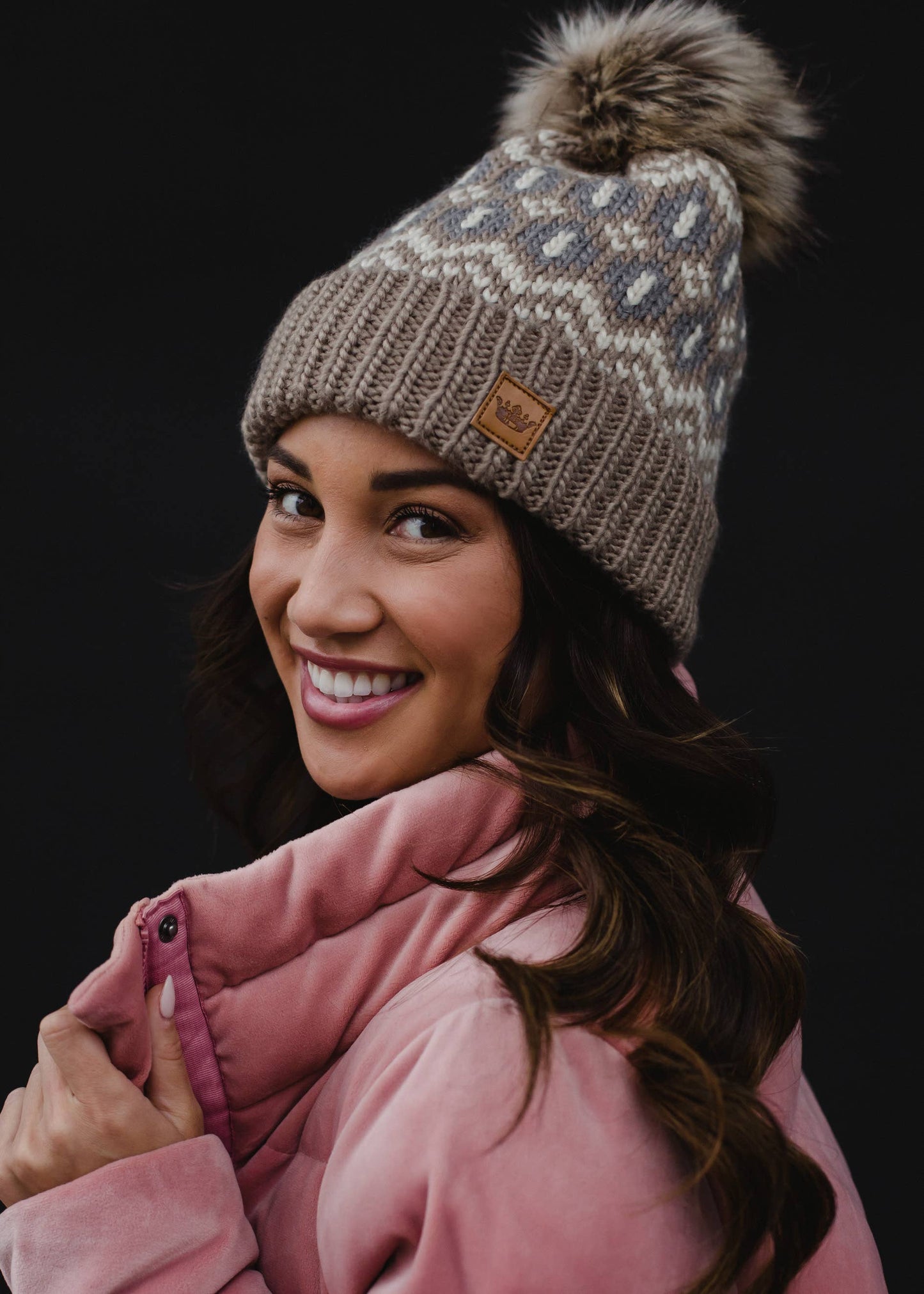Taupe & Beige Pattern Hat